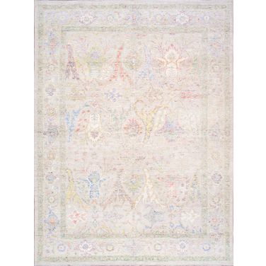 Oushak Collection Hand-Knotted Wool Area Rug- 9' x 12' 2" In Beige and Silver