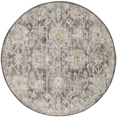 Oushak Home 7'10" x 7'10" Round Indoor Rug In Charcoal