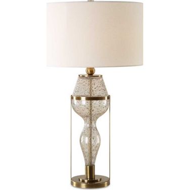 Out of Time Seeded Glass Table Lamp In Gray and Gold