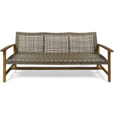 Outdoor 3-Seater Sofa with Rattan Cover In Grey