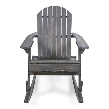 Outdoor Adirondack Rocking Chair with Hand Crafted Details In Dark Grey