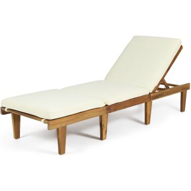 Outdoor Chaise Lounge with Cushion and Adjustable Seat In White