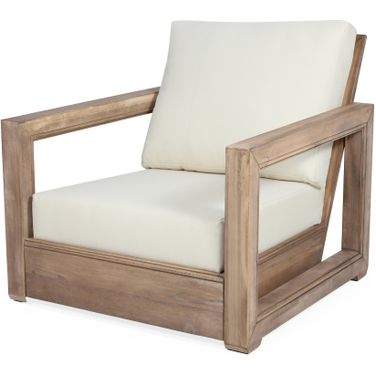 Outdoor Club Chair with Back and Seat Cushion In Brown