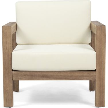Outdoor Club Chair with Cushion and A Shape Legs In Beige