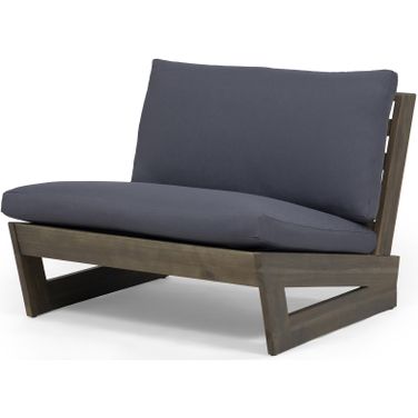 Outdoor Club Chair with Cushion and Acacia Wood Frame In Grey