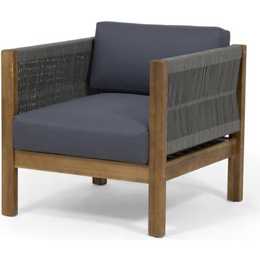 Outdoor Club Chair with Rattan Rope Wave In Dark Grey