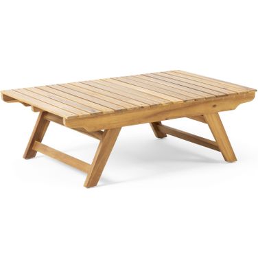 Outdoor Coffee Table with Open Slat Design and Acacia Wood Frame In Teak