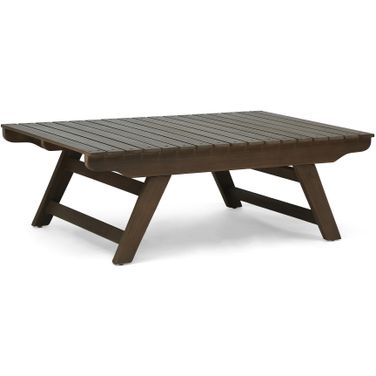 Outdoor Acacia Wood Coffee Table with Open Slat Design In Grey