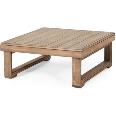 Outdoor Coffee Table with Slat Top and U Shape Legs In Brown