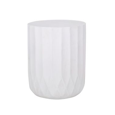 Outdoor End Table with Scallop Edge In Antique White