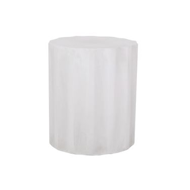Outdoor End Table with Soft Wave Edge In Antique White