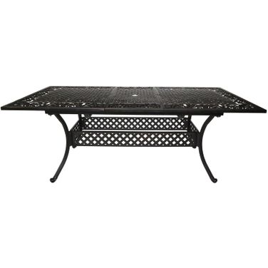 Outdoor Extendable Aluminum Dining Table with Pattern Table Top and Curved Legs In Copper