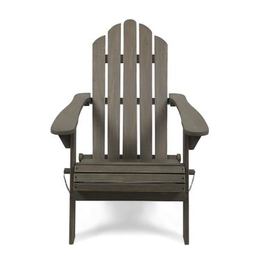 Outdoor Foldable Adirondack Chair with Hand Crafted Details In Grey