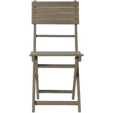 Outdoor Foldable Wood Dining Chair with Slat Design In Grey