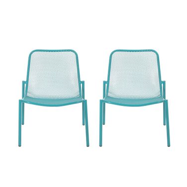 Outdoor Iron Chair with Mesh Design In Teal