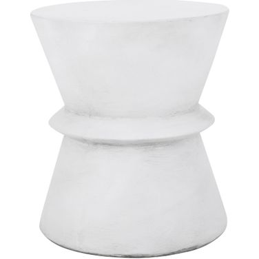 Outdoor Lightweight Concrete End Table with Hourglass Structure In Antique White