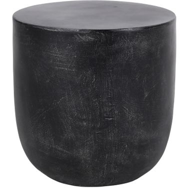 Outdoor Lightweight Concrete End Table with Natural Texture In Matte Black