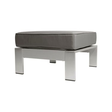 Outdoor Aluminum Ottoman with Cushion In Grey