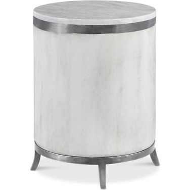 Outdoor Round Side Table In White and Gray