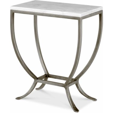 Outdoor Side Table In White and Gray