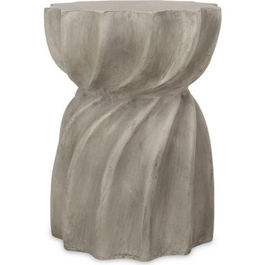 Outdoor Side Table with Sunburst Tabletop and Hourglass Shaped In Grey