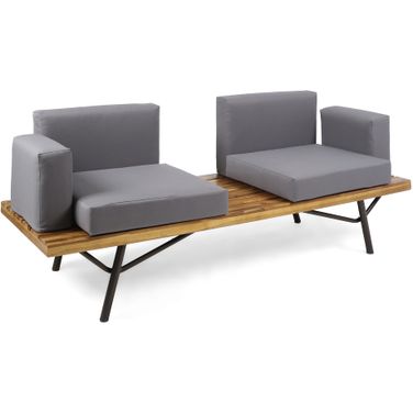 Outdoor Sofa with Cushions and Iron Legs In Dark Grey