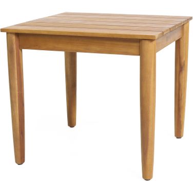 Outdoor Square Side Table with Slatted Top and Wood Frame In Teak