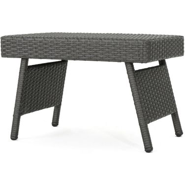 Outdoor Wicker Table with Rectangular Tabletop In Grey