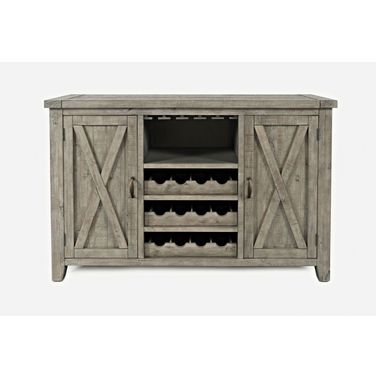 Outer Banks Buffet Server with Wine Bottle and Glass Storage In Driftwood