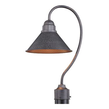 Outland 10 Inch Outdoor Post Light In Aged Iron and Light Gold