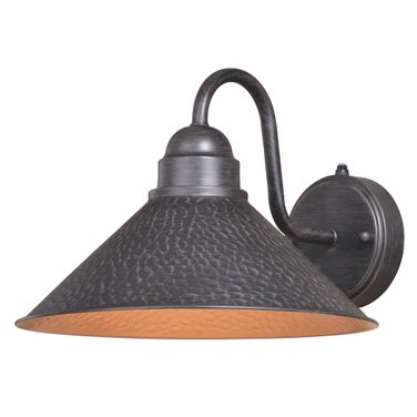 Outland 12 Inch Outdoor Wall Light In Aged Iron and Light Gold