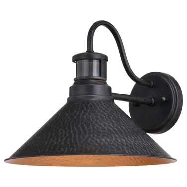 Outland Dualux 12 Inch Outdoor Motion Sensor Wall Light In Aged Iron and Light Gold