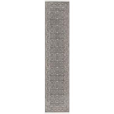 Outlines Vintage 2'2" x 12' Indoor Rug In Charcoal and Ivory
