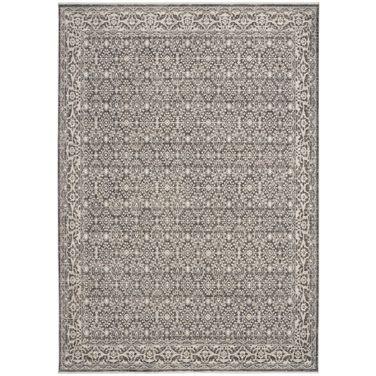 Outlines Vintage 3'11" x 5'11" Indoor Rug In Charcoal and Ivory