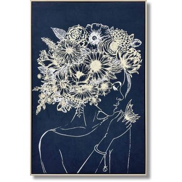 Outspoken Muse Floral Silhouette Canvas Wall Art In Midnight