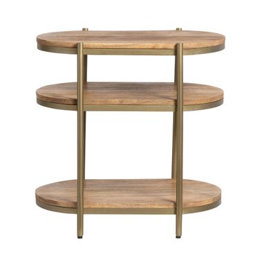 Oval Accent/End Table In Brown and Gold