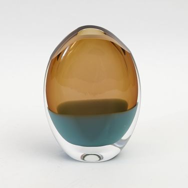 Oval Small Vase In Pistachio Amber