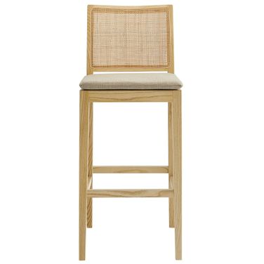 Ovard Wood and Rattan Bar Stool In Natural