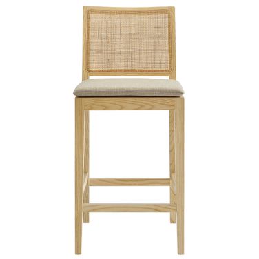 Ovard Wood and Rattan Counter Stool In Natural