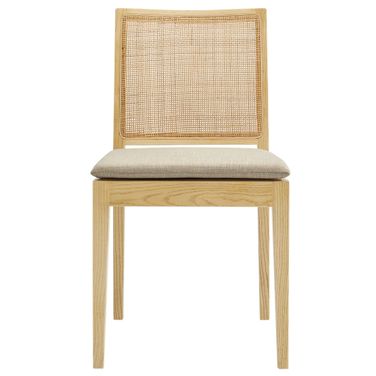 Ovard Wood and Rattan Dining Chair In Natural