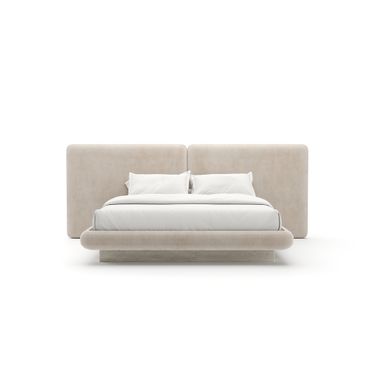 Overlap 2 Panel King Upholstered Bed In Cream