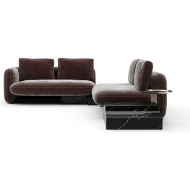 Overlap Wedge Sectional In Brown