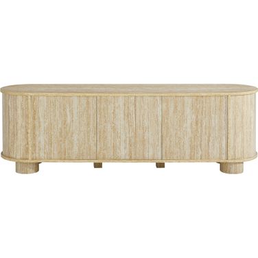 Overture 63 Inch Oval Faux TV Stand In Travertine