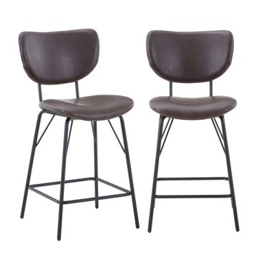 Owen Split Back Upholstered Counter Height Barstool Set of 2 In Dark Brown