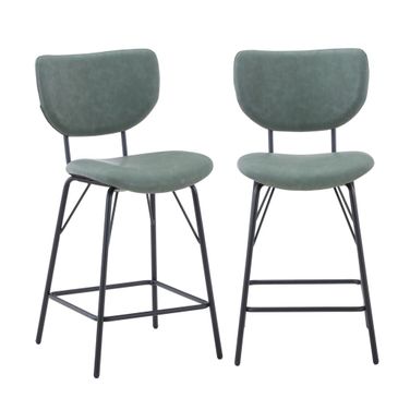 Owen Split Back Upholstered Counter Height Barstool Set of 2 In Jade