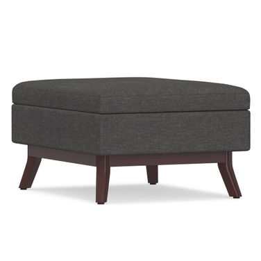 Owen Linen Look Fabric Coffee Table Storage Ottoman In Slate Grey