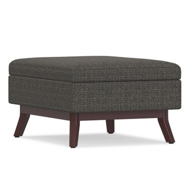 Owen Tweed Look Fabric Coffee Table Storage Ottoman In Ebony