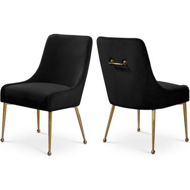 Owen Velvet Dining Chair Set of 2 In Black