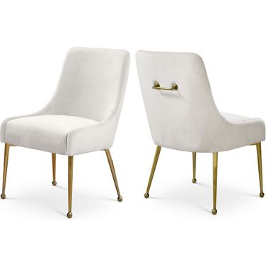Owen Velvet Dining Chair Set of 2 In Cream
