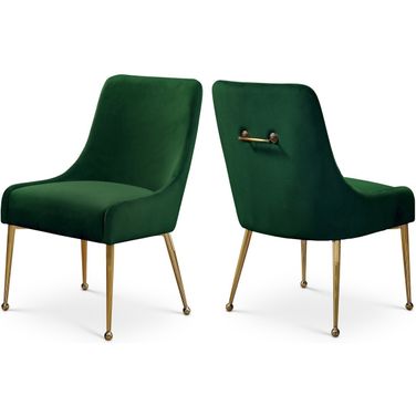 Owen Velvet Dining Chair Set of 2 In Green